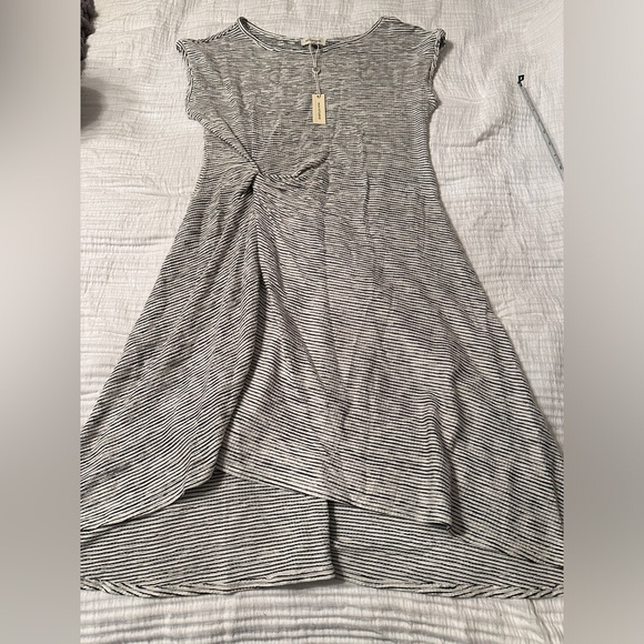 Max Studio Stripe Knit Cap Sleeve Asymmetrical Dress - NWT - Size L - Picture 5 of 11